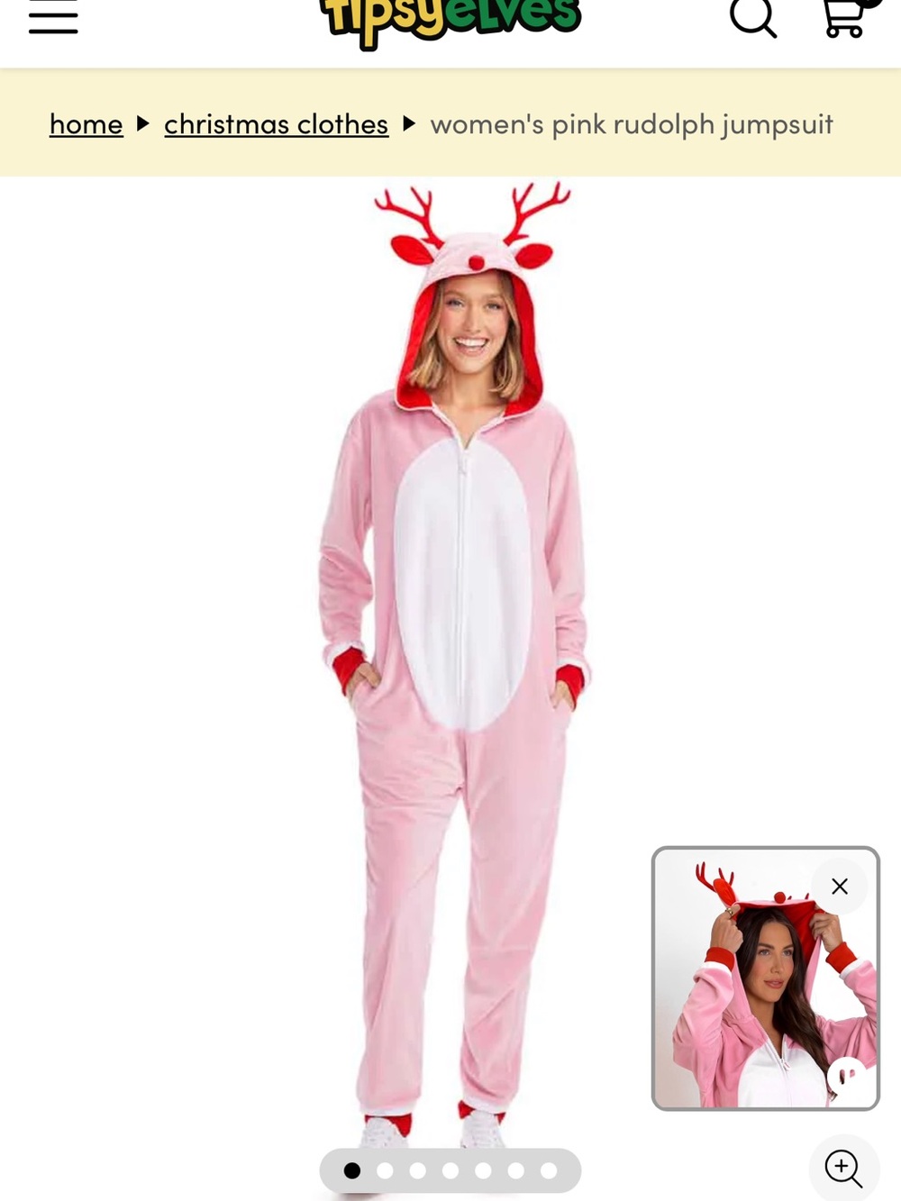Tipsy Elves Pink and White Rudolph Womens Onesie